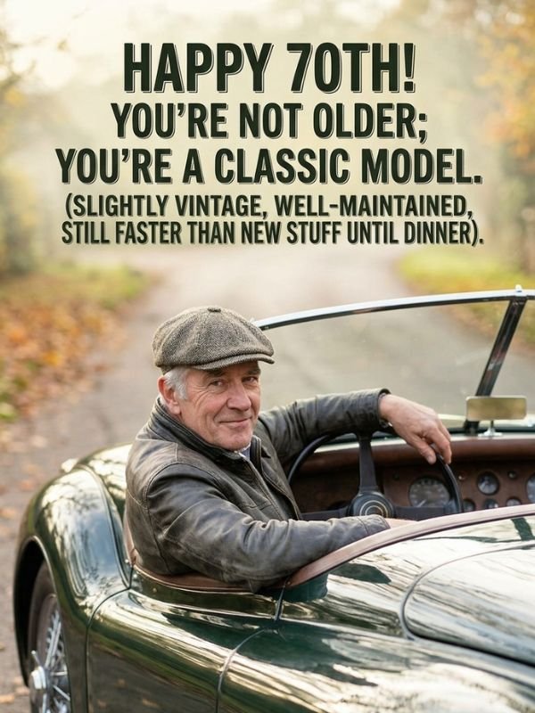 Short Funny Birthday Wishes for a 70 Year Old Man