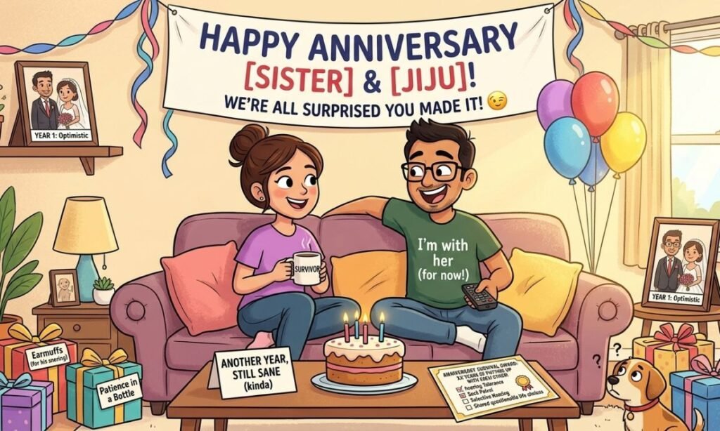 Funny Anniversary Wishes for Sister and Jiju