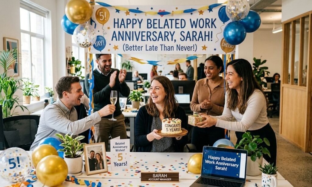 Belated Work Anniversary Wishes