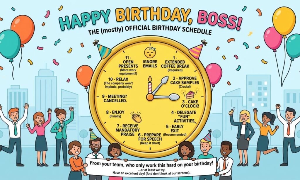Funny & Light-Hearted Birthday Wishes for Boss (Safe Humor)