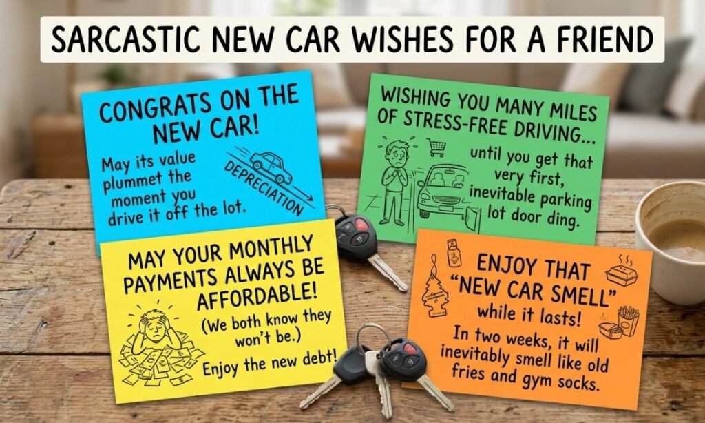Sarcastic and Playful New Car Messages