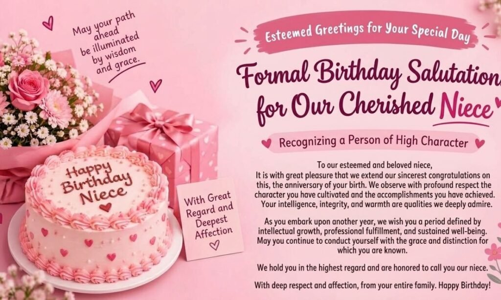 Formal and Respectful Birthday Wishes for Niece