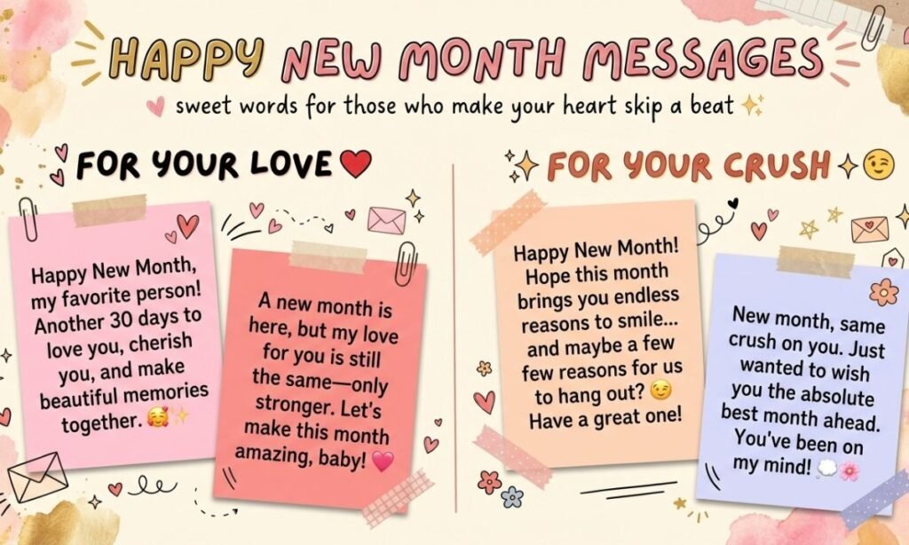 Short New Month Texts for Love and Crush