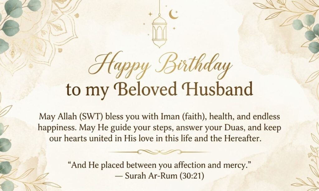 Beautiful Islamic Birthday Wishes for Husband with Blessings from the Quran