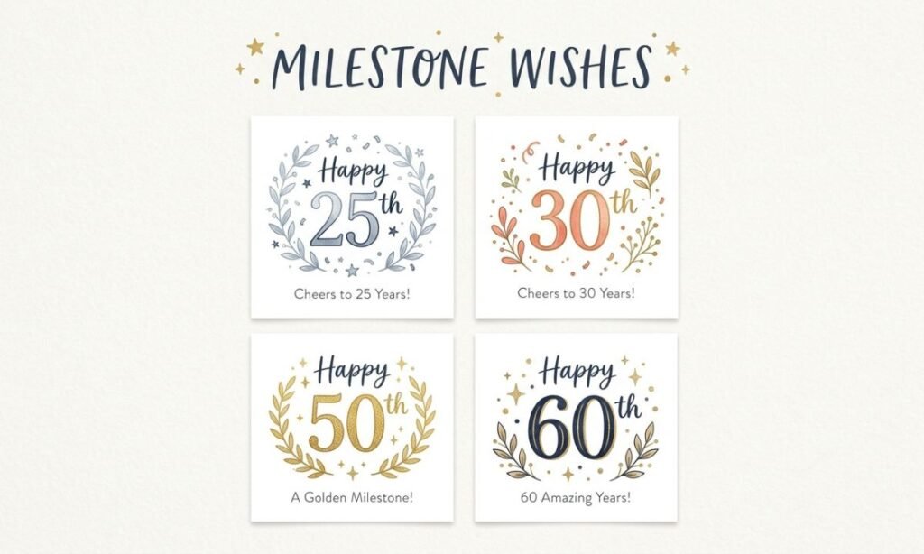 Milestone Wishes (25th, 30th, 50th, 60th)